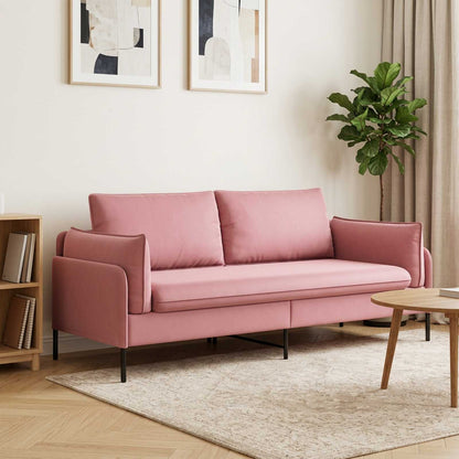 vidaXL 3-Seater Sofa Pink 222 x 81 x 89 cm Velvet 1