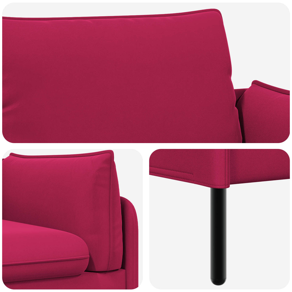 vidaXL 3-Seater Sofa 3-Seater Wine Red 222 x 81 x 89 cm Velvet 6
