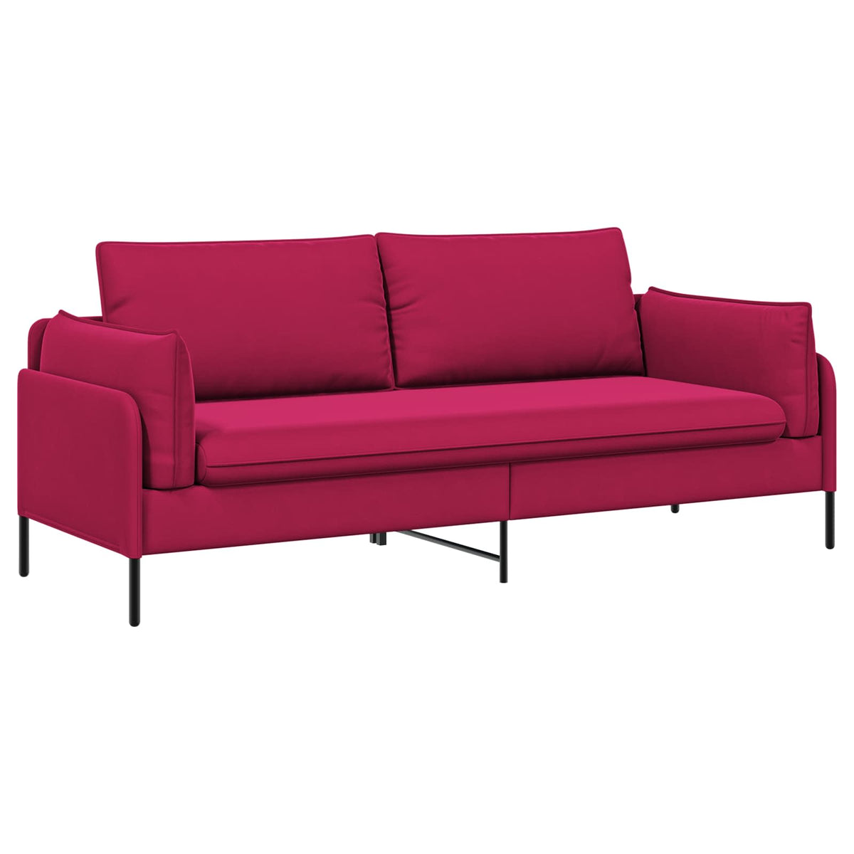 vidaXL 3-Seater Sofa 3-Seater Wine Red 222 x 81 x 89 cm Velvet 2