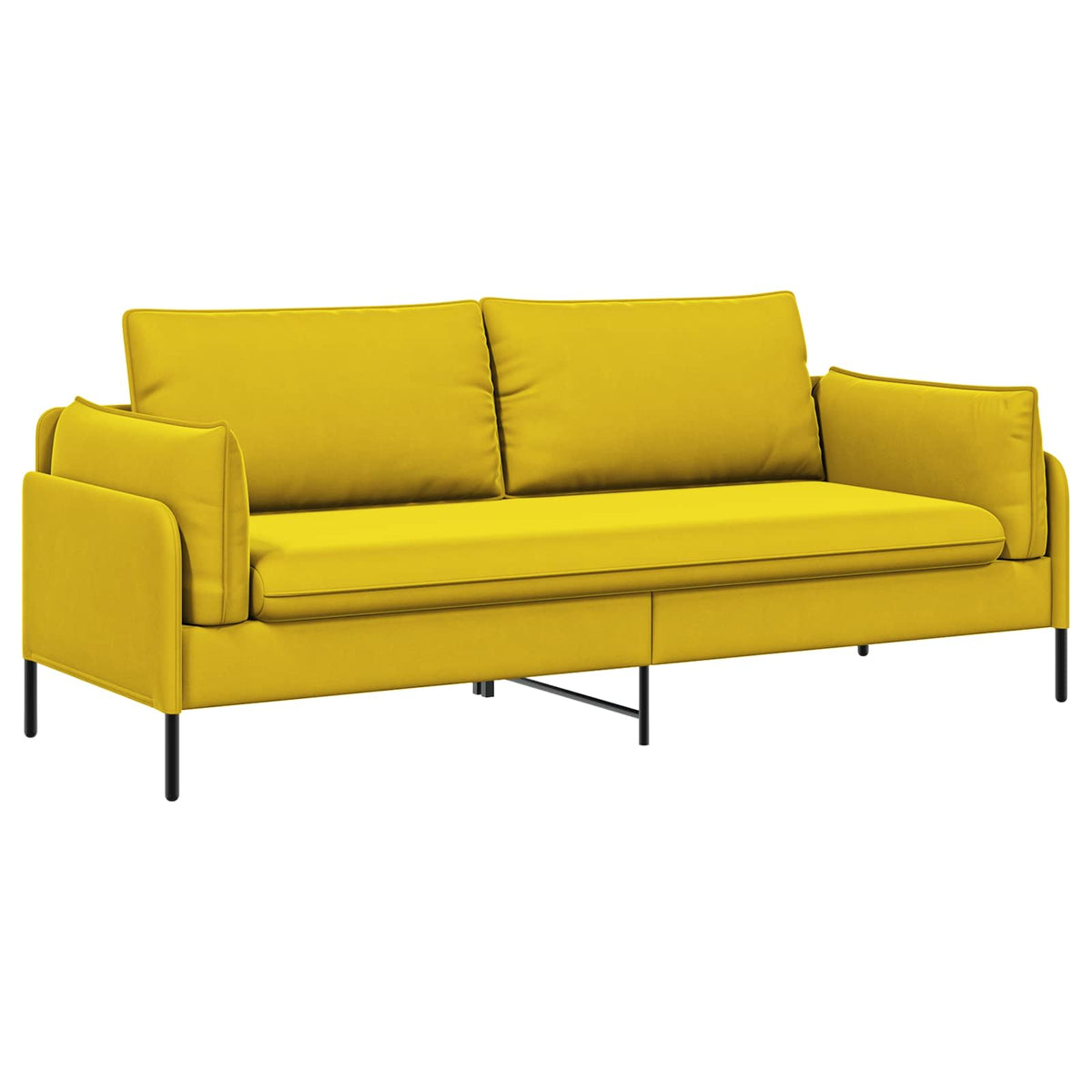 vidaXL 3-Seater Sofa 3-Seater Yellow 222 x 81 x 89 cm Velvet 2