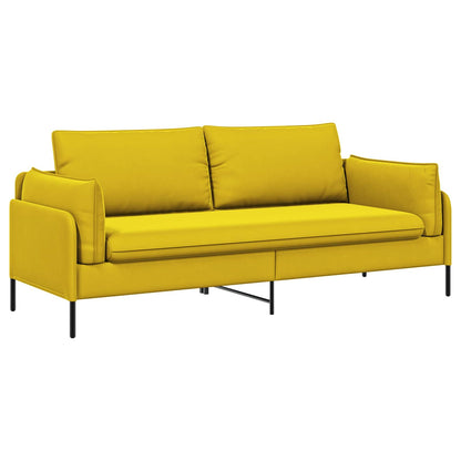 vidaXL 3-Seater Sofa 3-Seater Yellow 222 x 81 x 89 cm Velvet 2