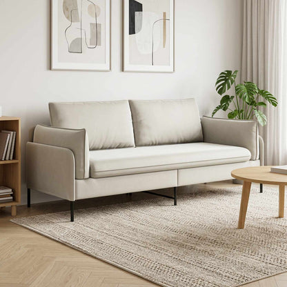 3-Seater Sofa 222 x 81 x 89 cm Velvet 180 cm Cream