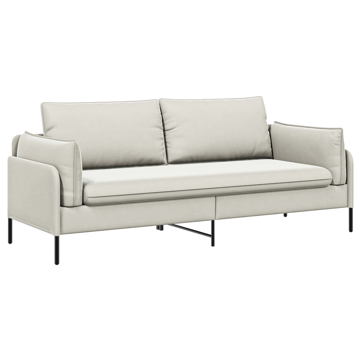 3-Seater Sofa 222 x 81 x 89 cm Velvet 180 cm Cream