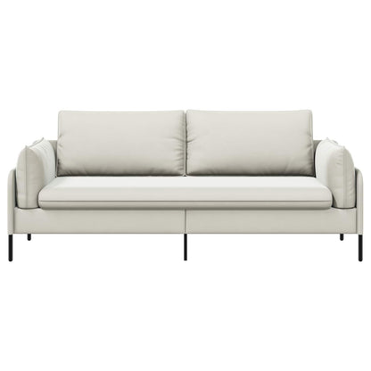 3-Seater Sofa 222 x 81 x 89 cm Velvet 180 cm Cream