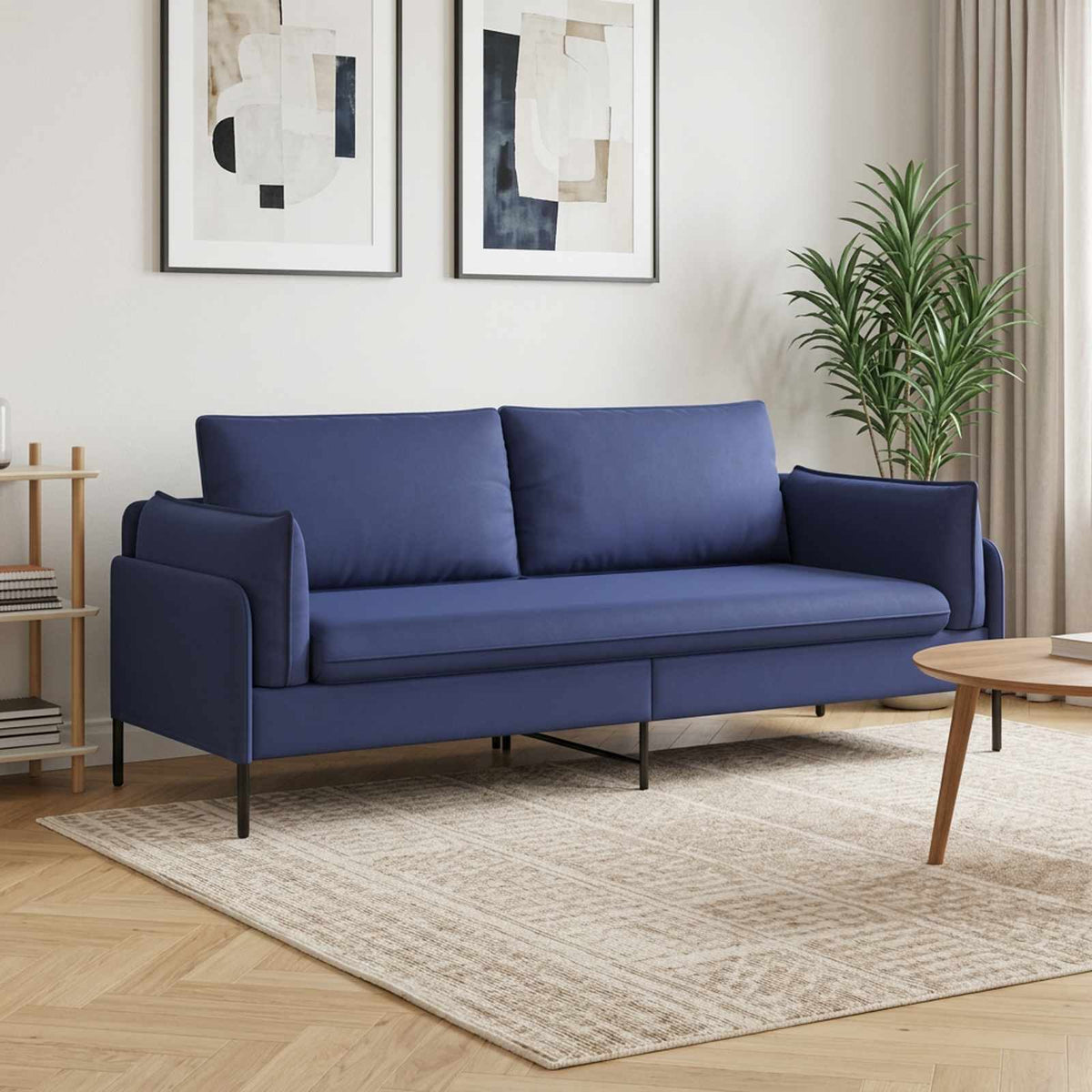 3-Seater Sofa 222 x 81 x 89 cm Velvet 180 cm Police blue