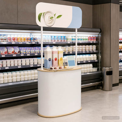 Trade Show Counter 90 x 48 x 200 cm Light brown and white without top plate