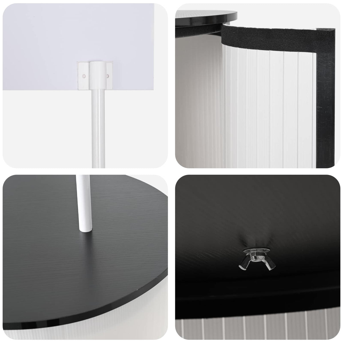Trade Show Counter 90 x 48 x 200 cm Black and white with top plate