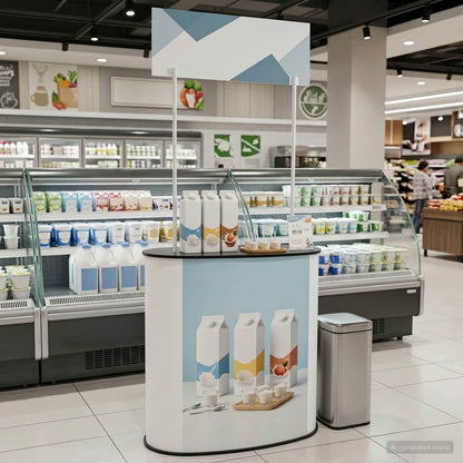 Trade Show Counter 90 x 48 x 200 cm Black and white with top plate