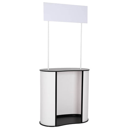 Trade Show Counter 90 x 48 x 200 cm Black and white with top plate