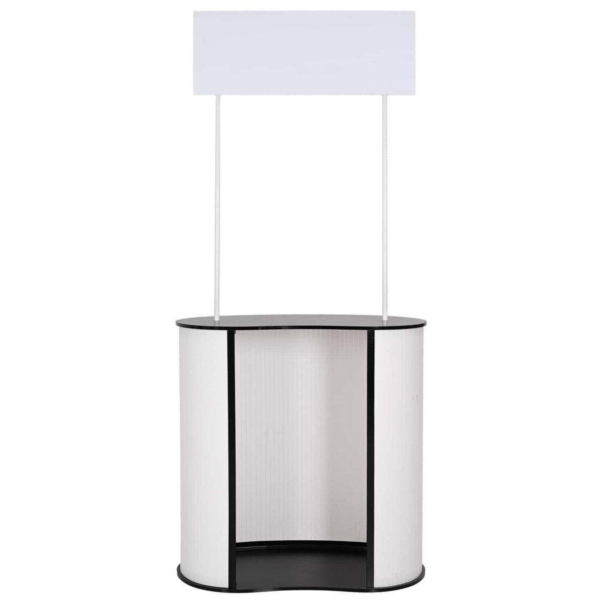 Trade Show Counter 90 x 48 x 200 cm Black and white with top plate