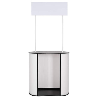 Trade Show Counter 90 x 48 x 200 cm Black and white with top plate