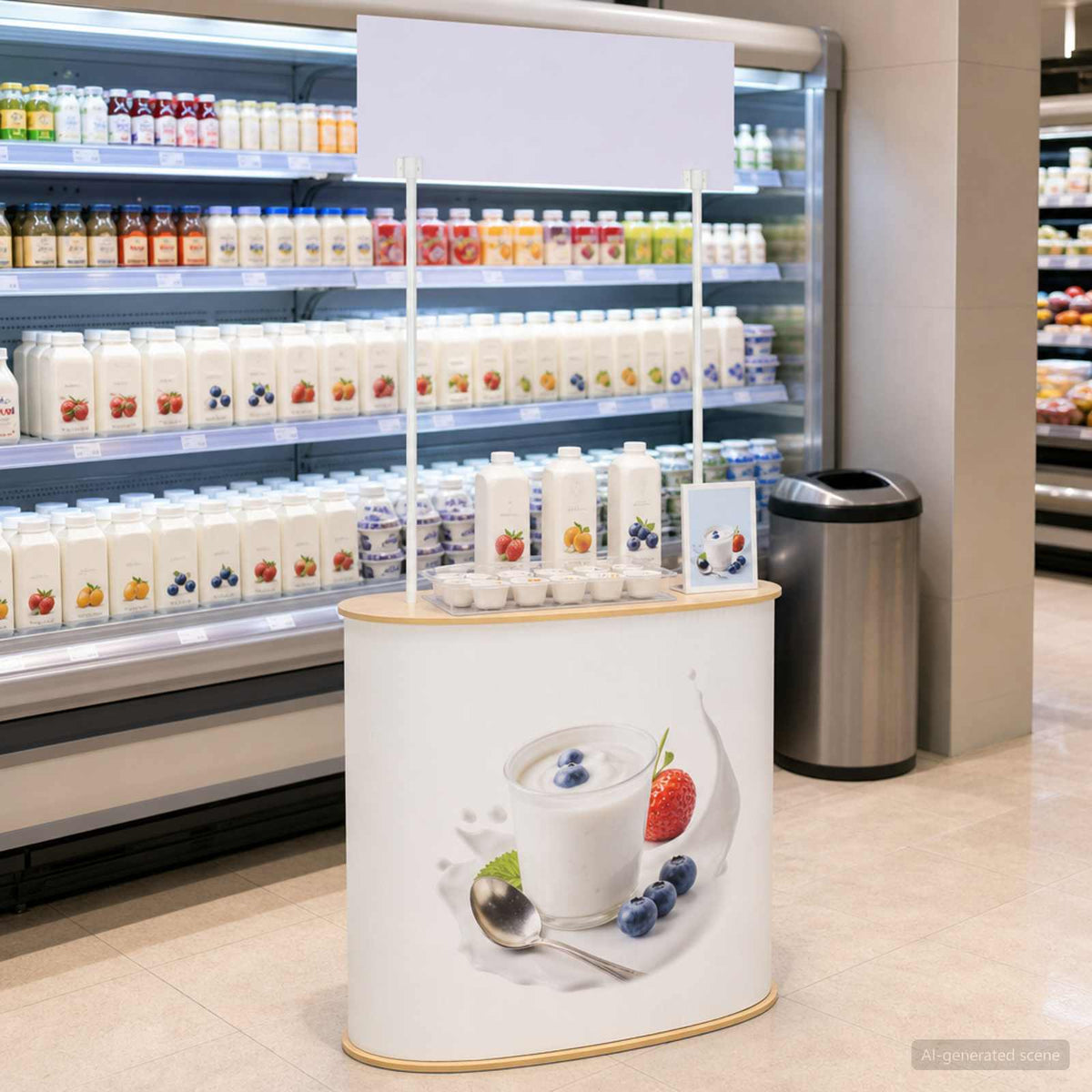 Trade Show Counter 90 x 48 x 200 cm Light brown and white with top plate