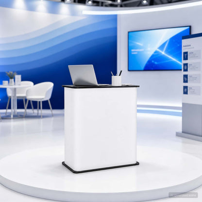 Trade Show Counter 80 x 40 x 93 cm Black and white