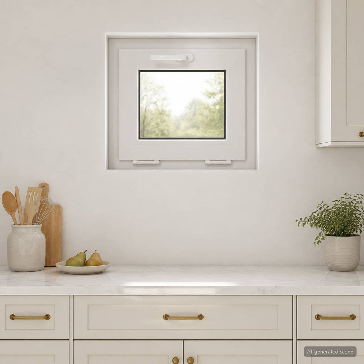 Basement Window Internal Colour RISOR with Triple Glazing White Length 45 cm 50 cm