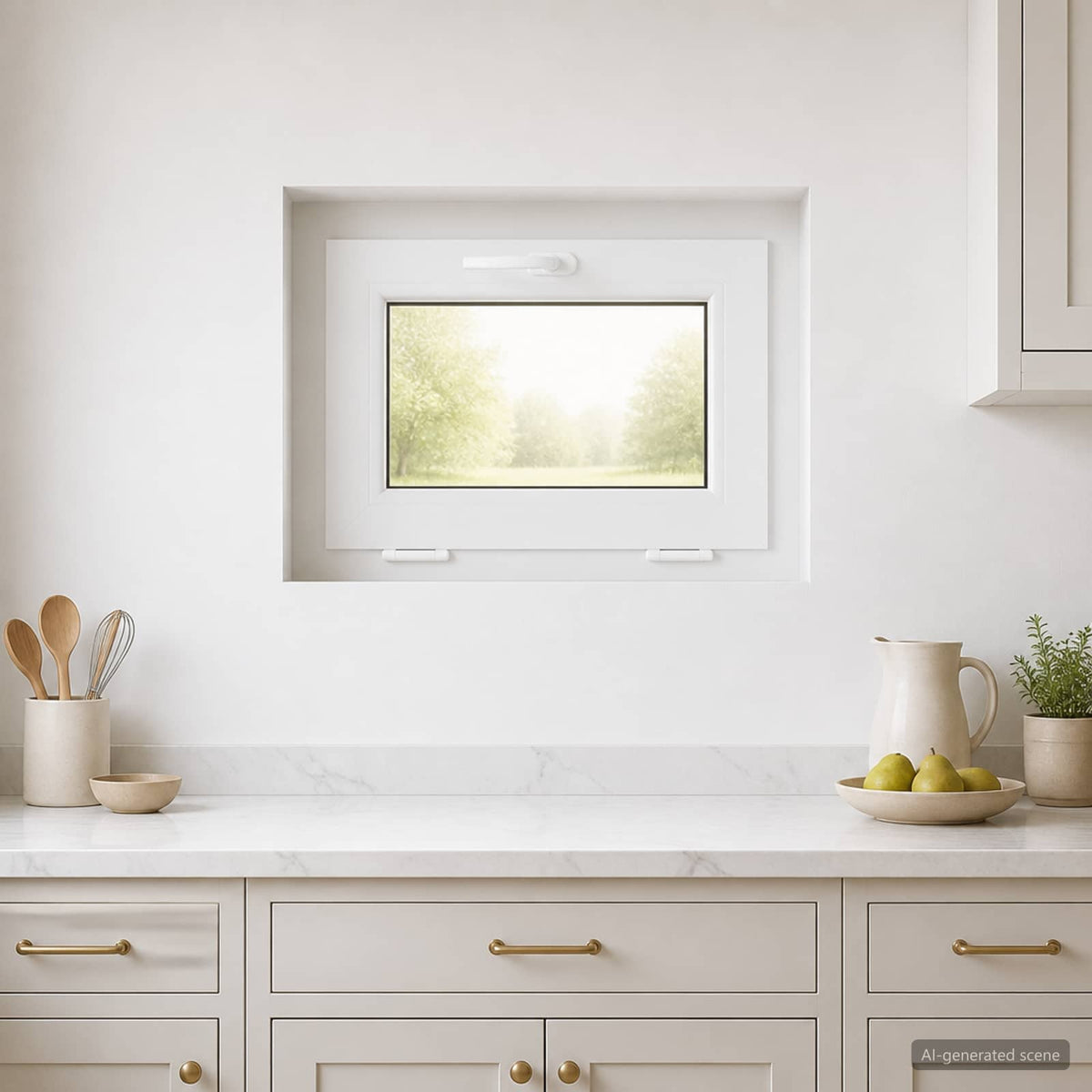 Basement Window Internal Colour RISOR with Triple Glazing White Length 45 cm 55 cm