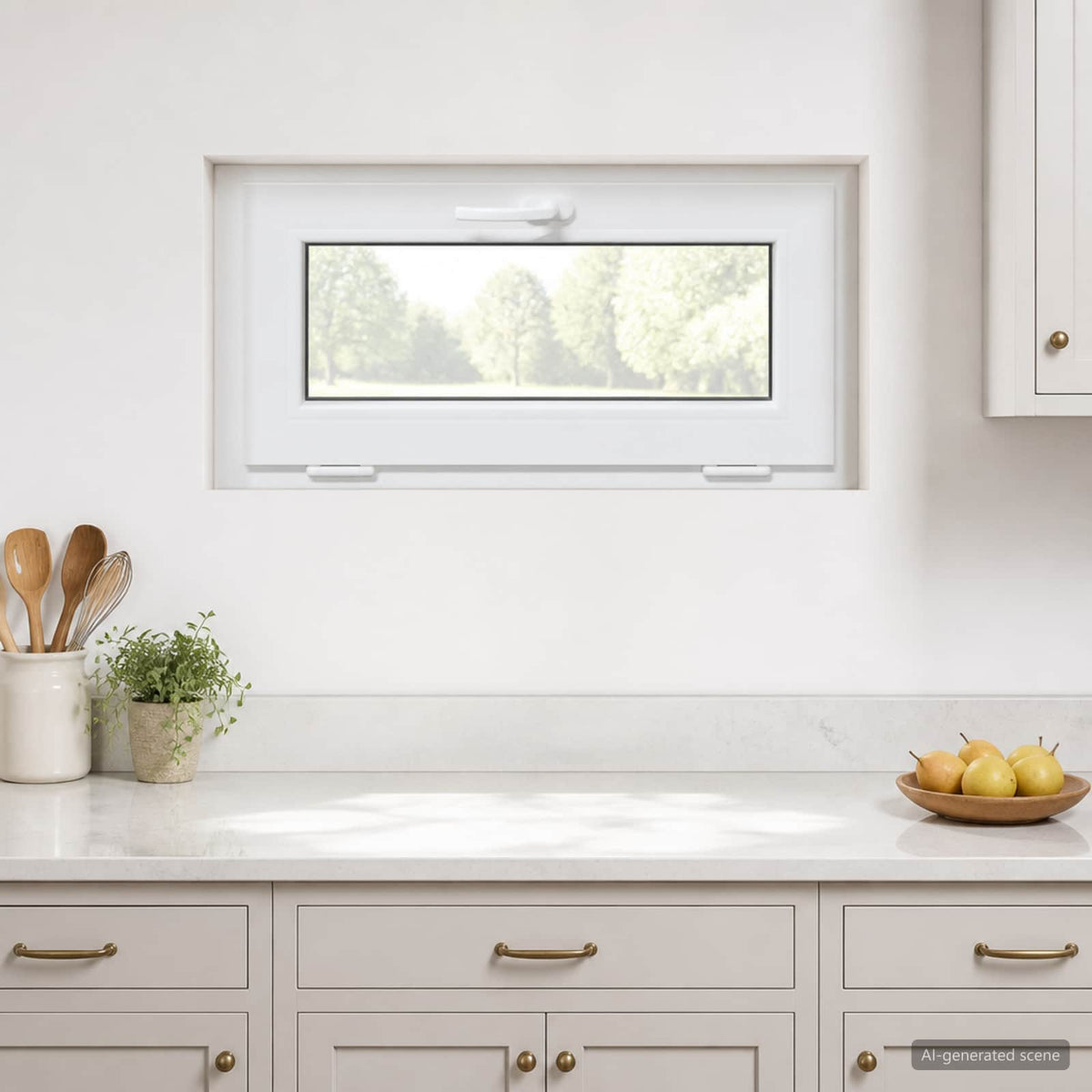 Basement Window Internal Colour RISOR with Triple Glazing White Length 45 cm 80 cm