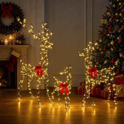 vidaXL Christmas LED Reindeer Family 700 LEDs Warm White 3