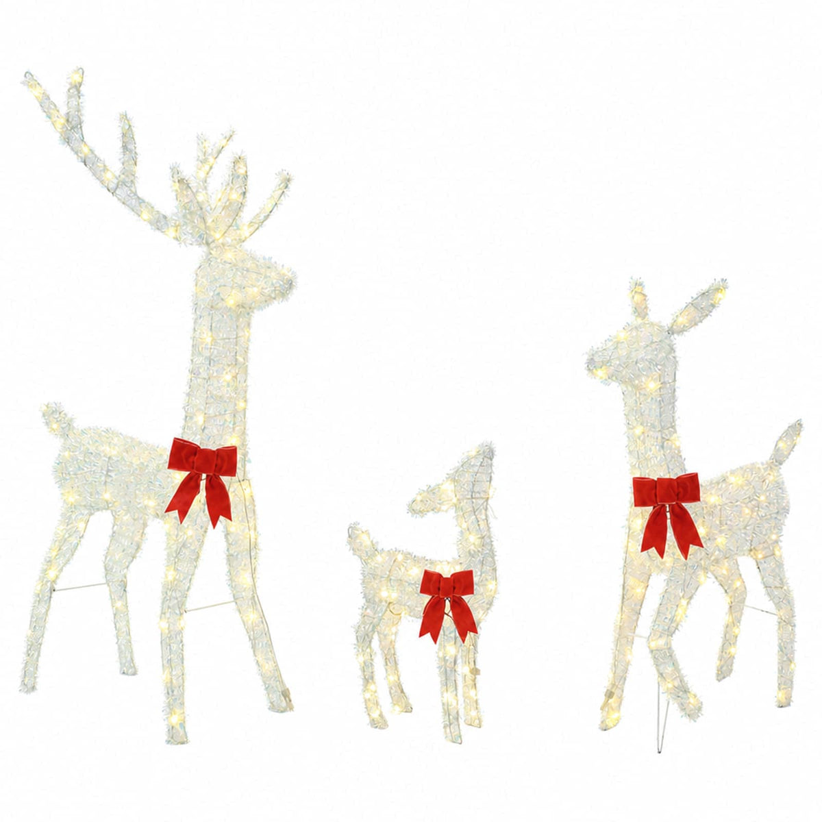 Christmas LED Reindeer Family 700 LEDs Cold White Iridescent tinsel