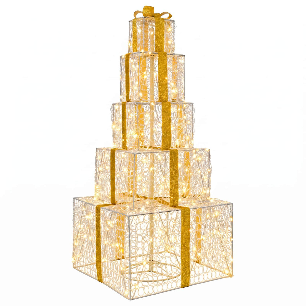 vidaXL Christmas LED Gift Box Stack 250 LEDs Warm White 2