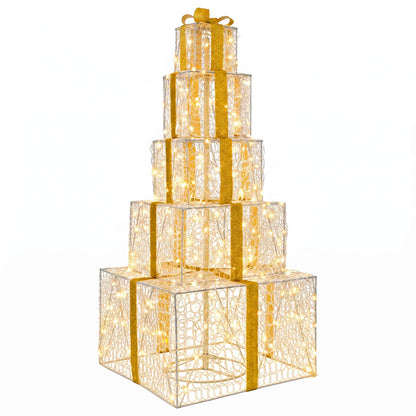 vidaXL Christmas LED Gift Box Stack 250 LEDs Warm White 2