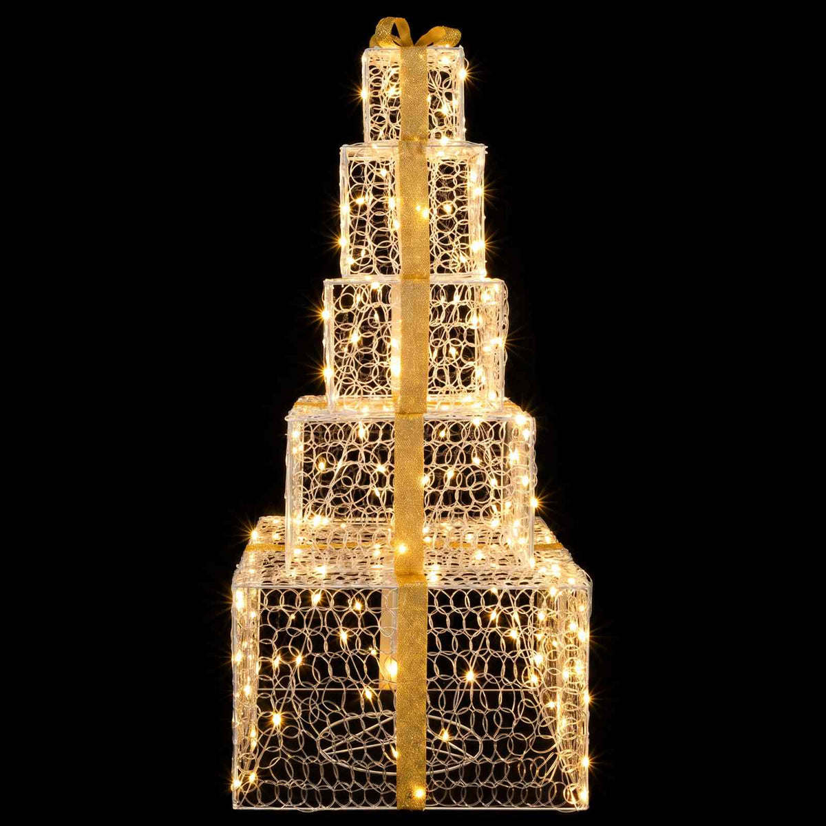 vidaXL Christmas LED Gift Box Stack 250 LEDs Warm White 4