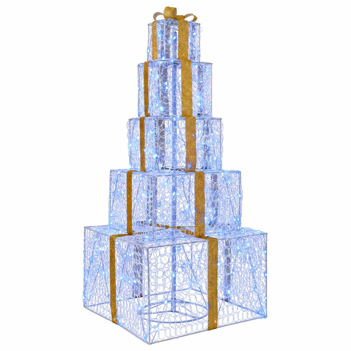 vidaXL Christmas LED Gift Box Stack 250 LEDs Blue 56 x 56 x 120 cm 2