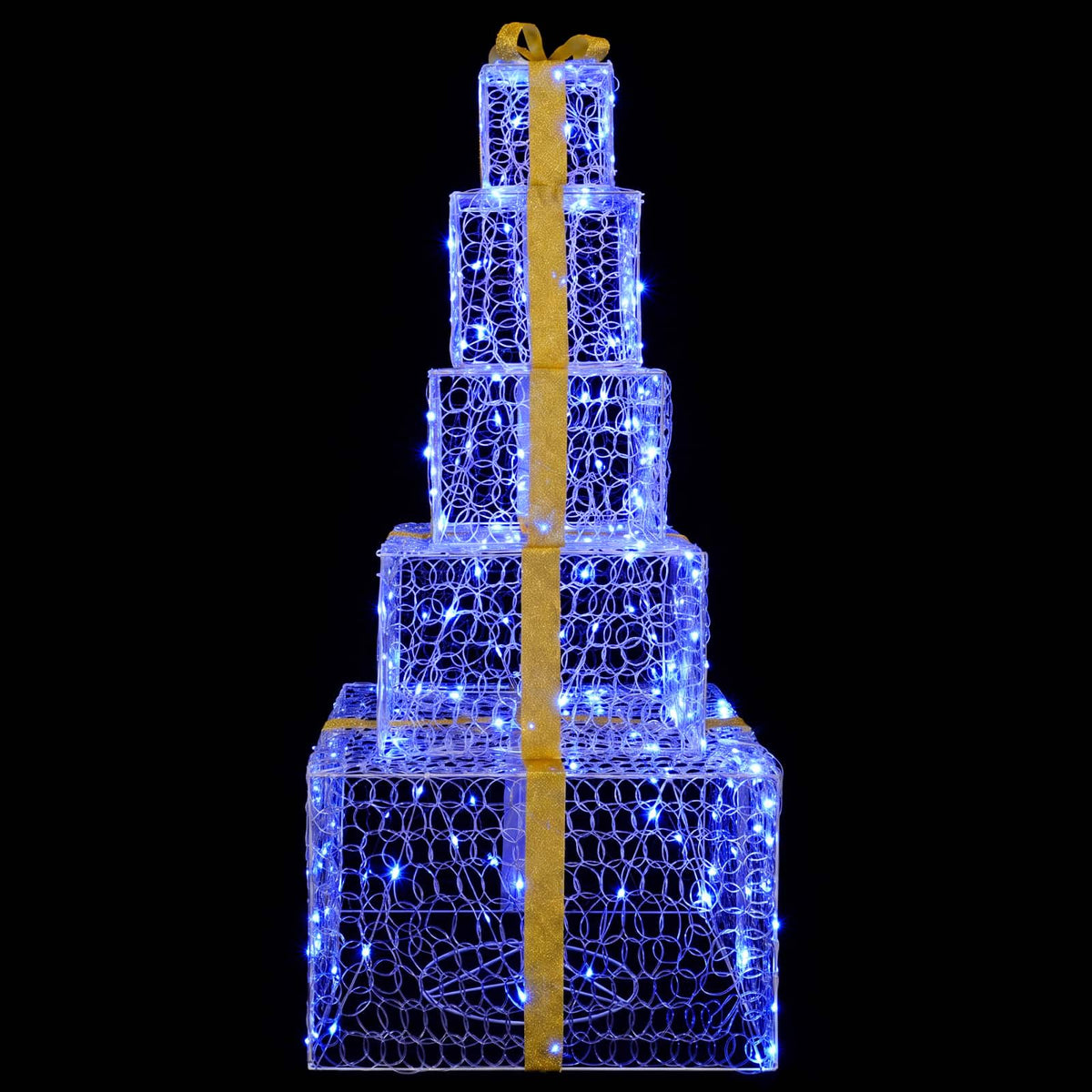 vidaXL Christmas LED Gift Box Stack 250 LEDs Blue 56 x 56 x 120 cm 4
