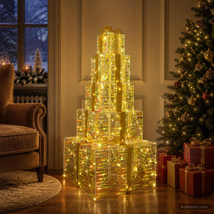vidaXL Christmas LED Gift Box Stack 250 LEDs Warm White 3