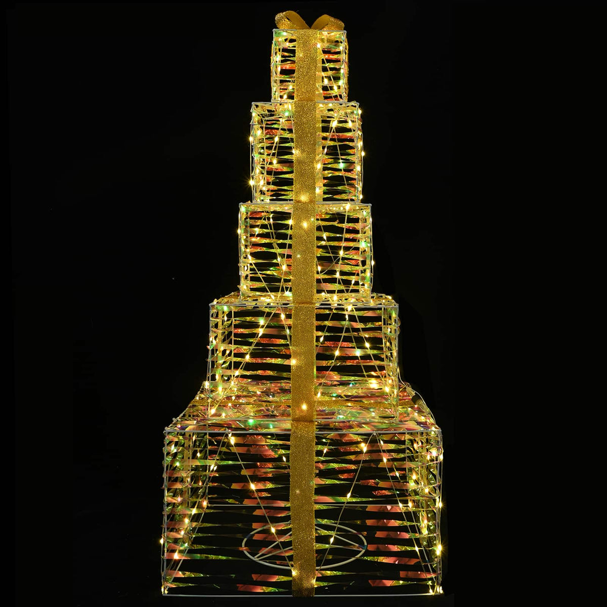 vidaXL Christmas LED Gift Box Stack 250 LEDs Warm White 4