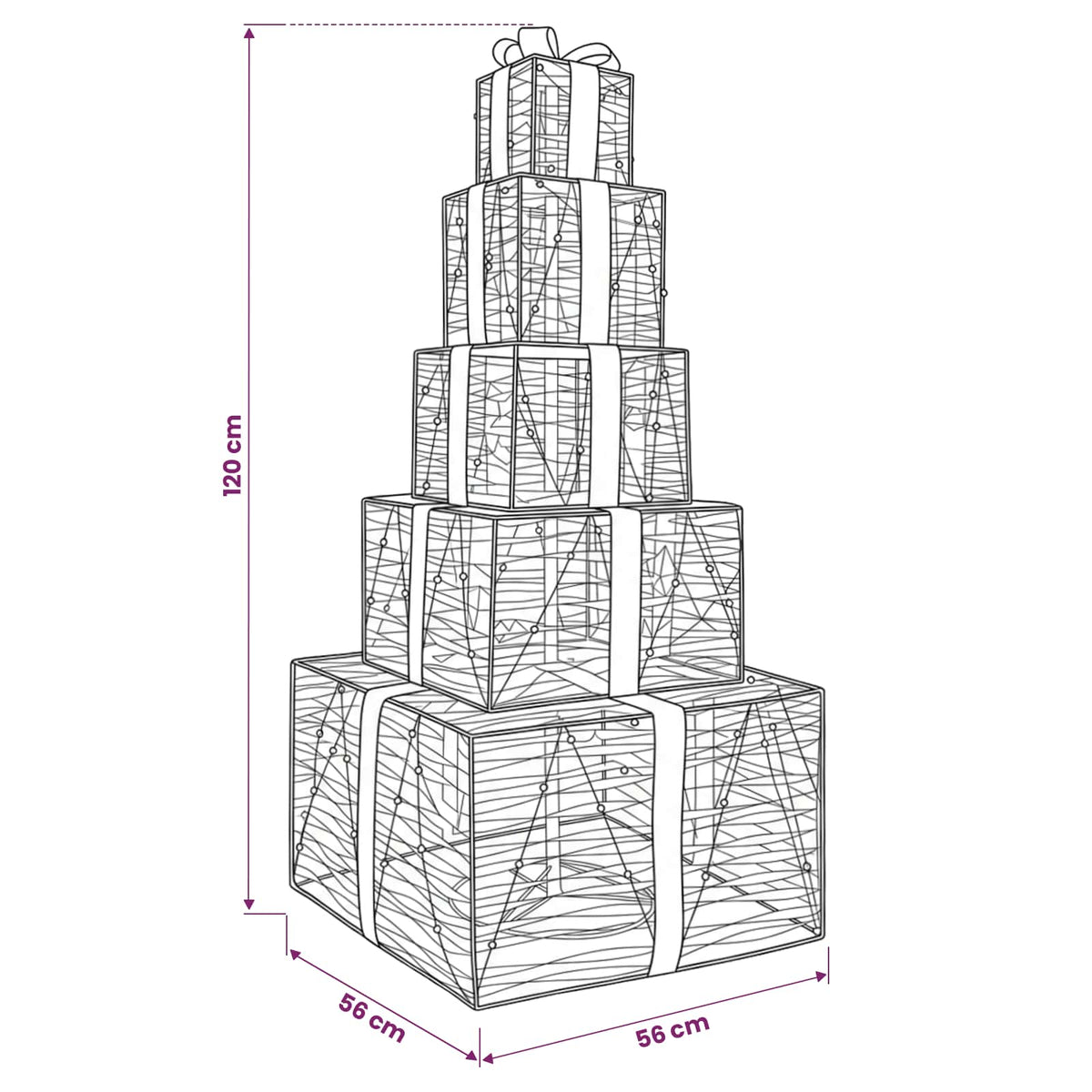 vidaXL Christmas LED Gift Box Stack 250 LEDs Warm White 6