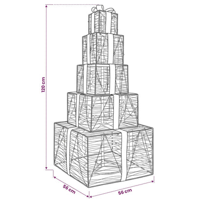 vidaXL Christmas LED Gift Box Stack 250 LEDs Warm White 6