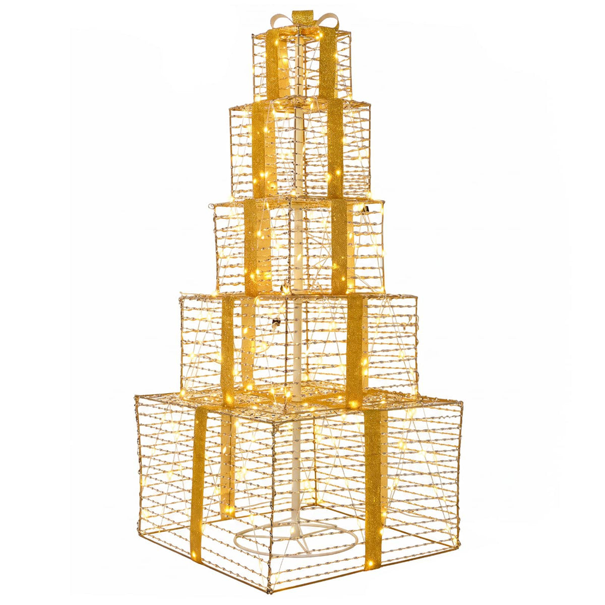 vidaXL Christmas LED Gift Box Stack 250 LEDs Warm White 2