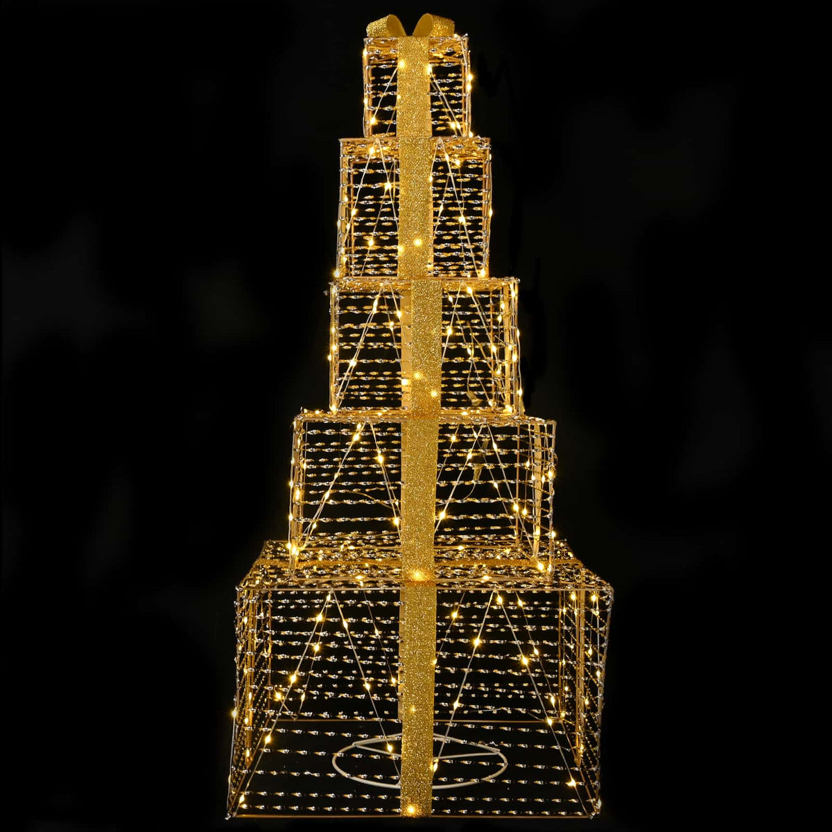 vidaXL Christmas LED Gift Box Stack 250 LEDs Warm White 4