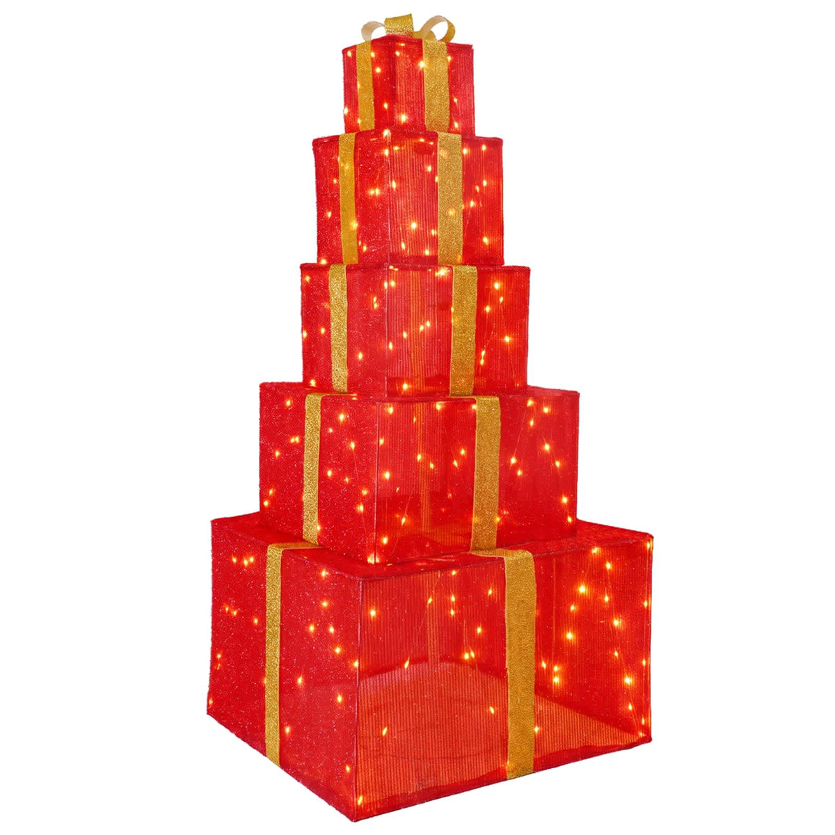 vidaXL Christmas LED Gift Box Stack 250 LEDs Warm White 2