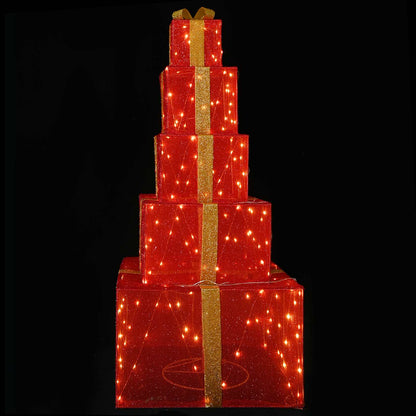 vidaXL Christmas LED Gift Box Stack 250 LEDs Warm White 4