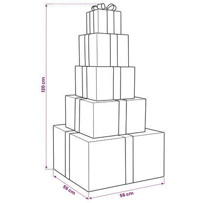 vidaXL Christmas LED Gift Box Stack 250 LEDs Warm White 6