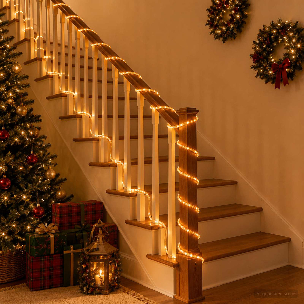 vidaXL Christmas LED Rope Light 2400 LEDs Yellow 100 m 3