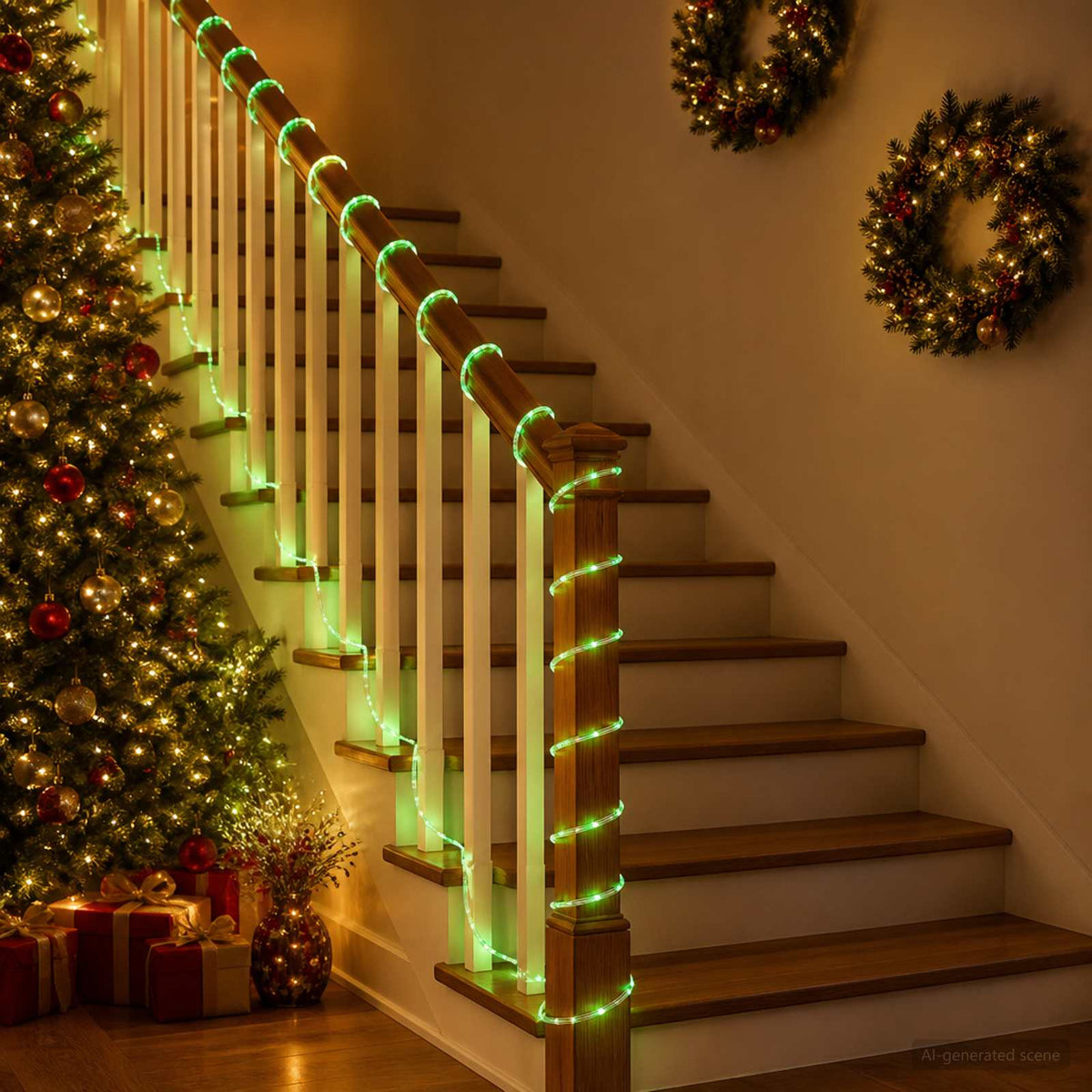 vidaXL Christmas LED Rope Light 1200 LEDs Green 50 m 3