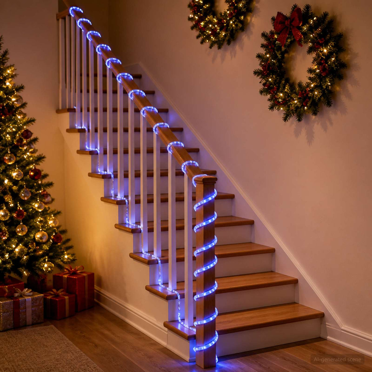 vidaXL Christmas LED Rope Light 2400 LEDs Blue 100 m 1