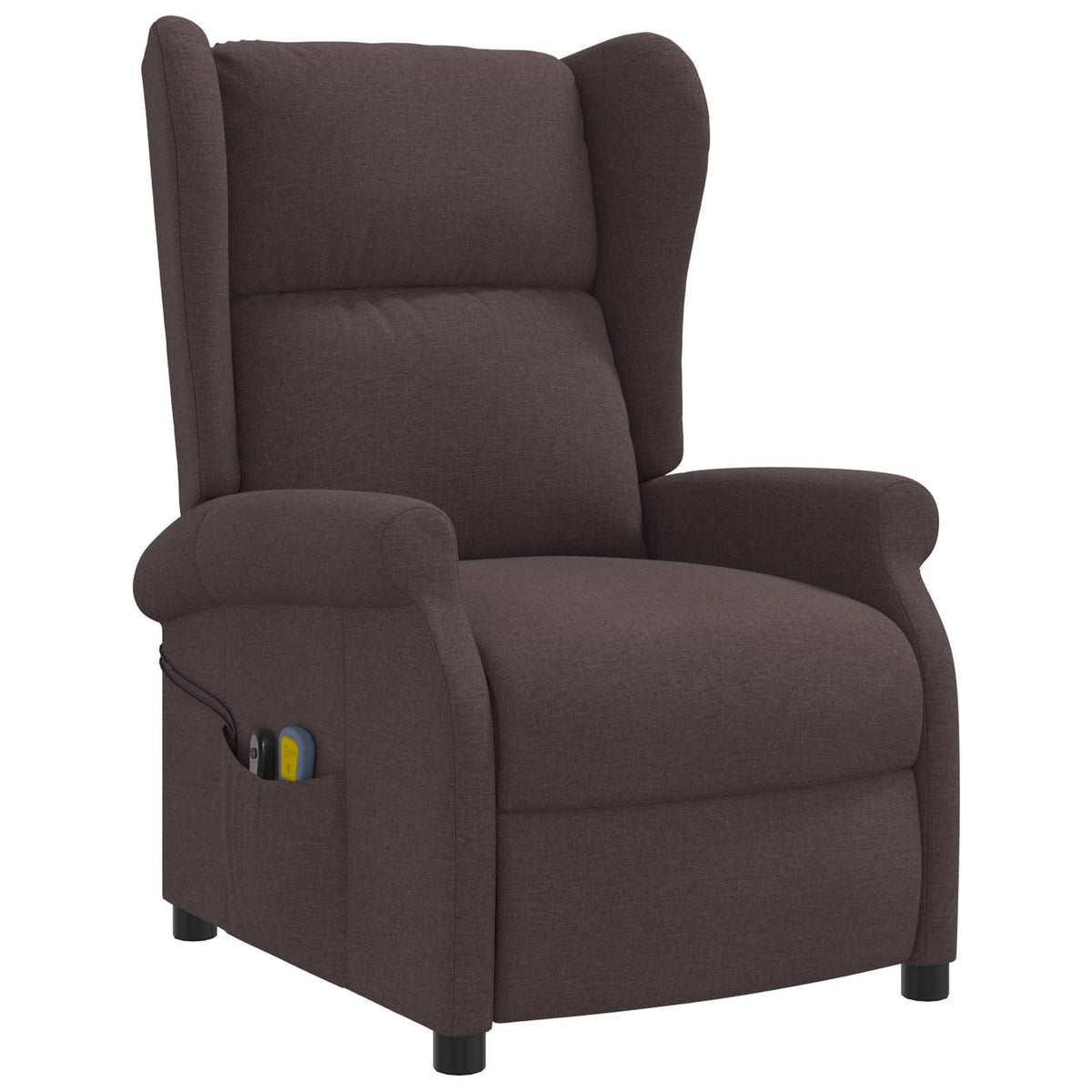 vidaXL Wing Back Electric Massage Recliner Chair Dark Brown Fabric 3