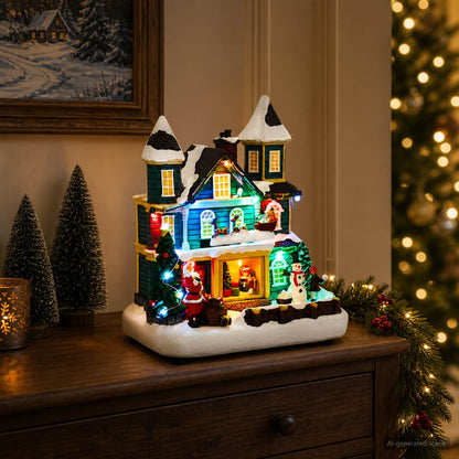 vidaXL Christmas Village Scene with Sleigh SALO 19 x 13 x 24 cm Resin 1