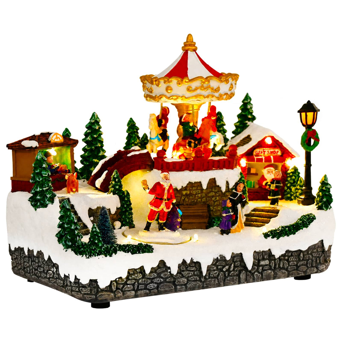 vidaXL Christmas Village Scene with Carousel SALO 25.5 x 16 x 21.5 cm 2