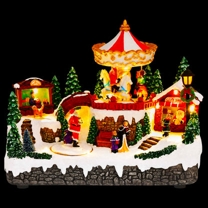 vidaXL Christmas Village Scene with Carousel SALO 25.5 x 16 x 21.5 cm 4