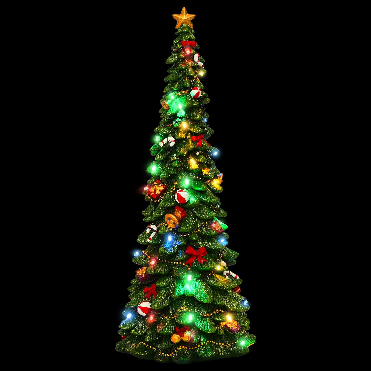 vidaXL Light-Up Christmas Tree SALO 16.5 x 15.5 x 40 cm Resin Green 3