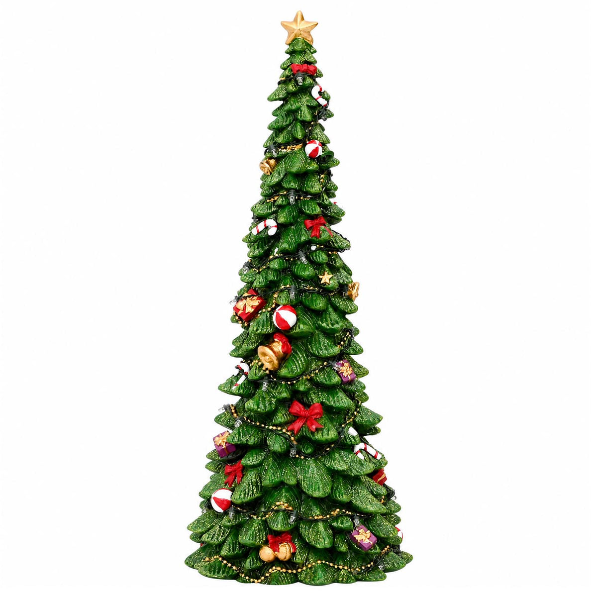 vidaXL Light-Up Christmas Tree SALO 16.5 x 15.5 x 40 cm Resin Green 4