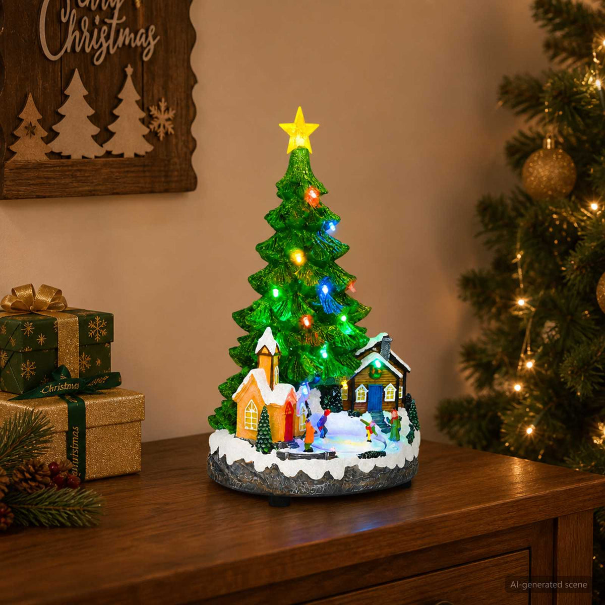 vidaXL Musical Christmas Tree SALO 16 x 15 x 27.5 cm Resin Green 1