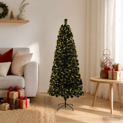 Fiber Optic Christmas Tree 24 LEDs Warm White PVC Green 120 cm