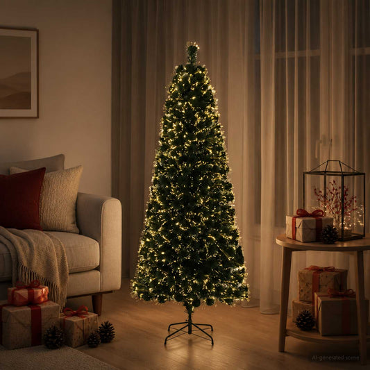 Fiber Optic Christmas Tree 24 LEDs Warm White PVC Green 120 cm
