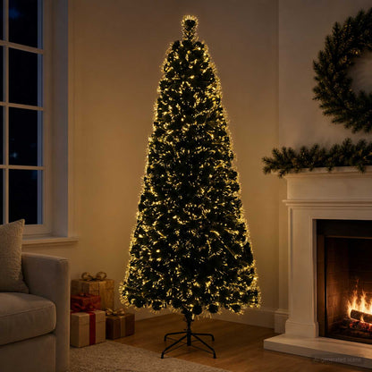 Fiber Optic Christmas Tree 24 LEDs Warm White PVC Green 180 cm