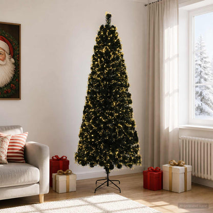 Fiber Optic Christmas Tree 24 LEDs Warm White PVC Green 210 cm